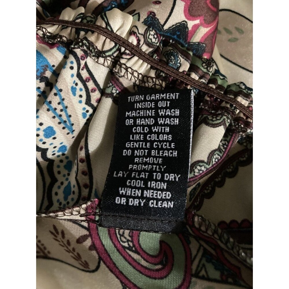 Zac & Rachel Top Womens XL‎ Beige Paisley 3/4 Sleeve Polyester Boho Artsy Flowy - Picture 7 of 7